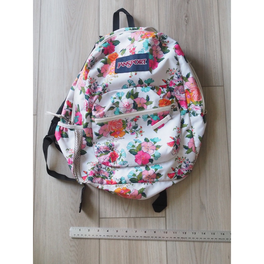 JanSport Floral Print White Multi Backpack Cottagecore OS Good School Travel - Picture 16 of 16